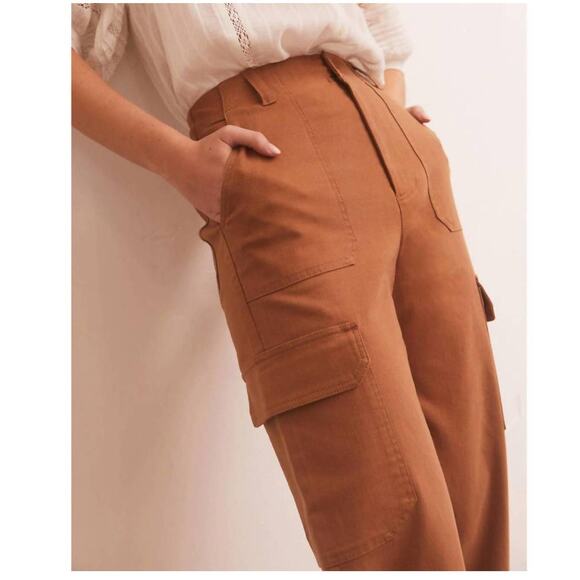 Z SUPPLY Noah Cargo Pants Size Extra Large Chestnut Cropped NWT Cotton Stretch - Picture 3 of 16